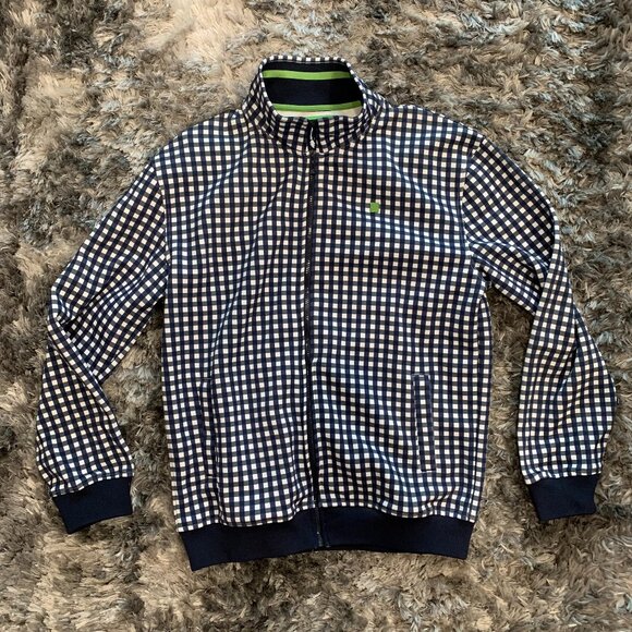 Ecko Unltd Jacket Mens Larg Blue- White Checker Track Rhino Polyester - Picture 1 of 6